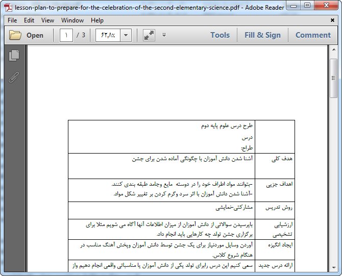 طرح درس برای جشن آماده شویم علوم دوم ابتدایی